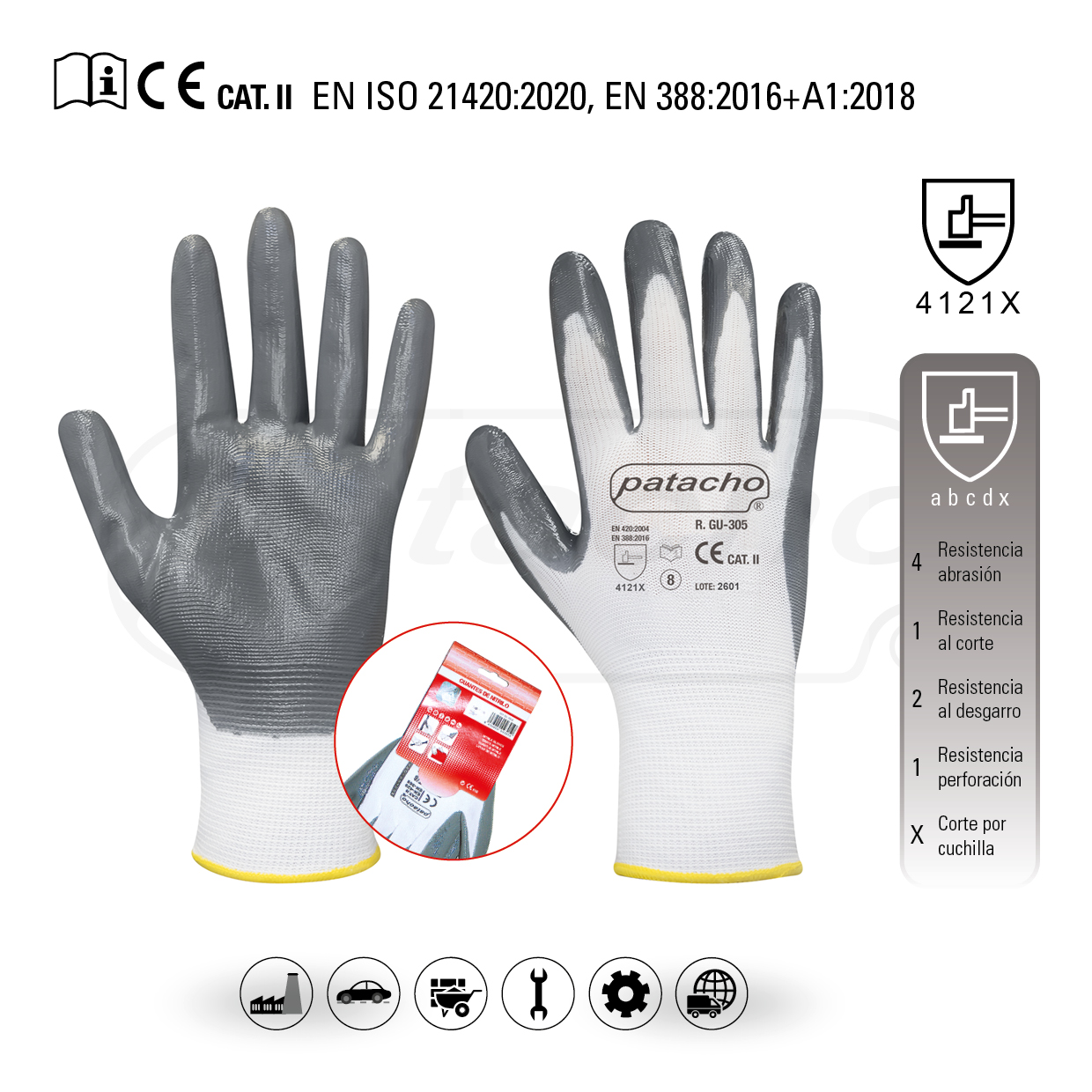 NITRI-FIT, guante sintético de nitrilo sólido gris sin costuras
