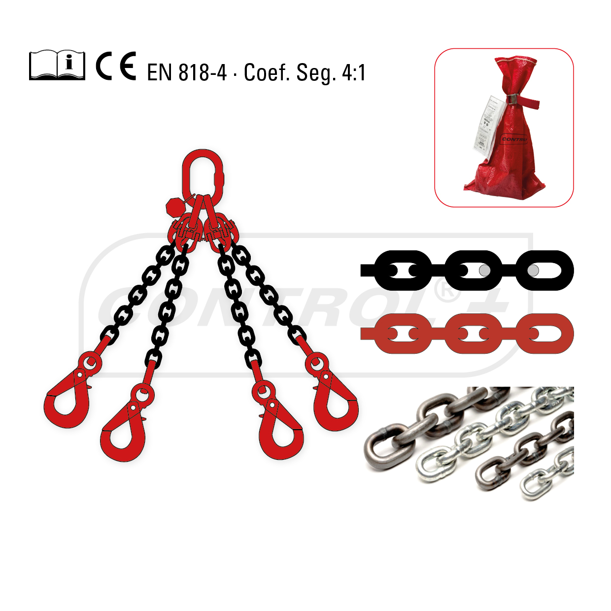 PULPO CADENA G-80 -8mm - 4M-4RAMALES