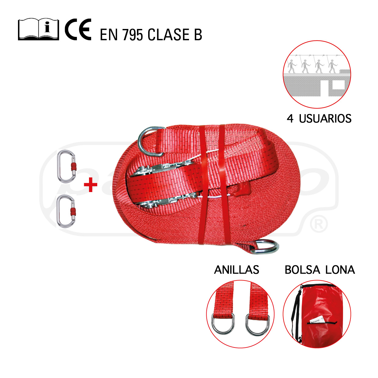 LINEA VIDA HORIZ 4PERS 5cms 30M