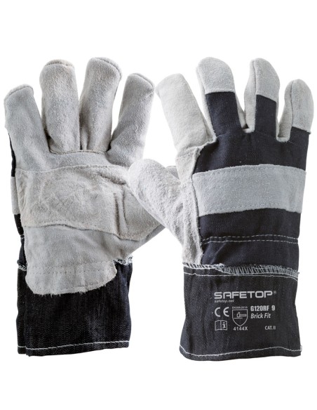 BRICK FIT, guante de lona de algodón y serraje talla única (pack de 12 prs)