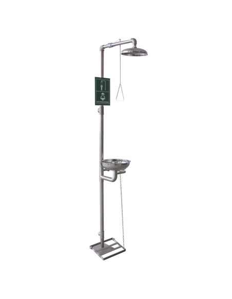 DUCHA DE OJOS INOX, inox de pedestal con pileta y pedal