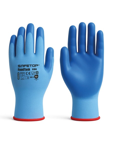 FOODTASK, guante alimentario azul nitrilo solido (pack de 12 prs)