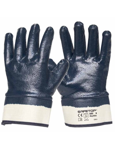 MAXINITE, guante nitrilo azul con manga recubierto (pack de 12 prs)