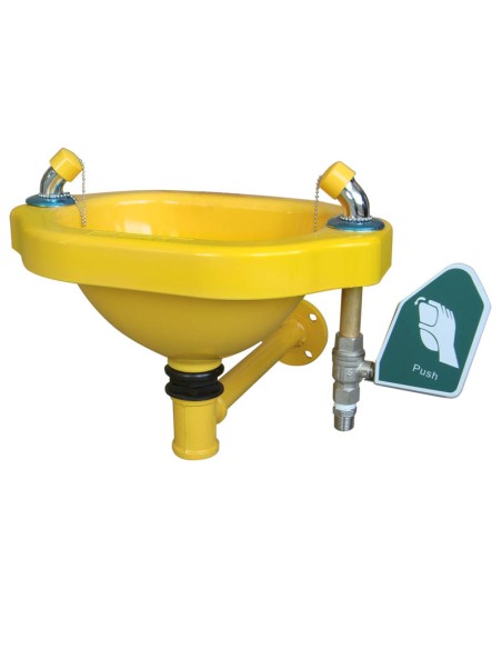 PILETA LAVAOJOS DE PARED, amarillo con pulsador