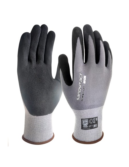 SANDYTACT, Guante nitrilo poroso tipo Sandy, gris-negro (pack de 12 prs)
