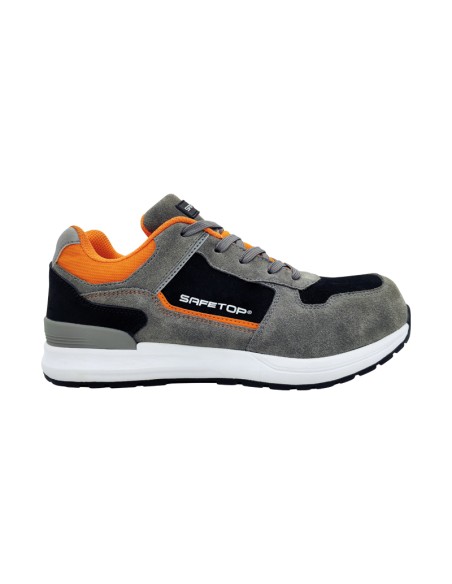 SINIO, zapato sport cordones S3S SR FO ESD suede gris/naranja
