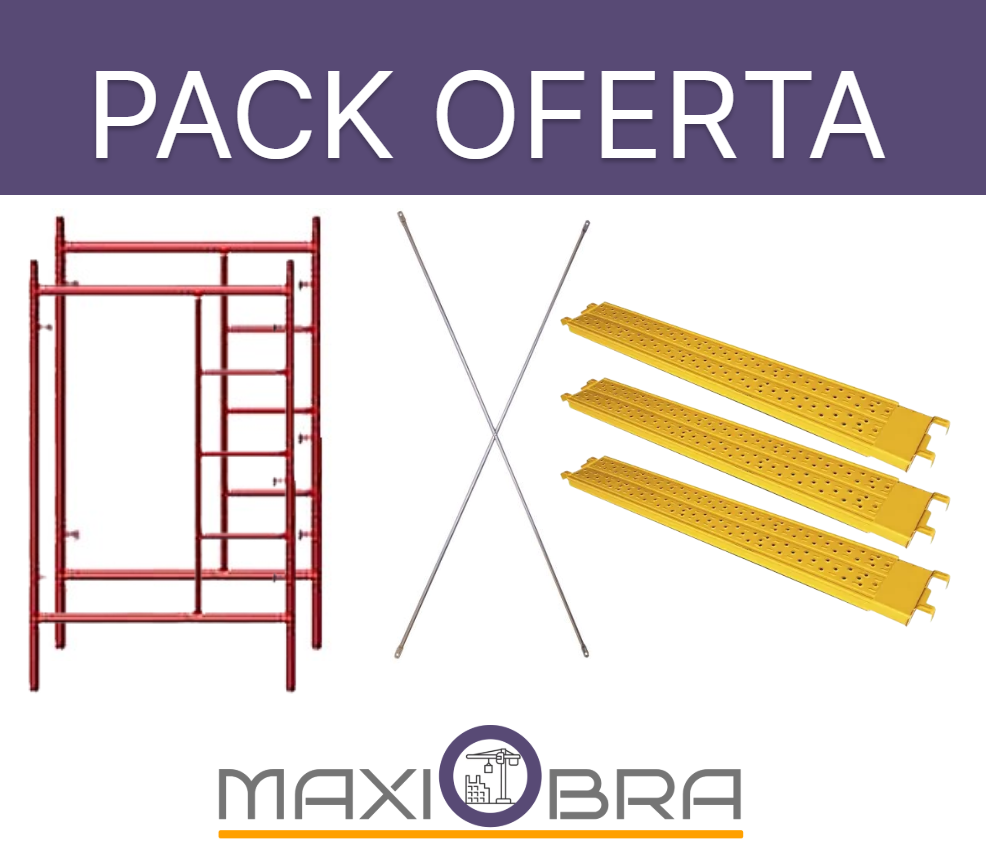 Pack 2x marco de andamio 2M x 1M + 1 cruceta + 3 plataformas 3M
